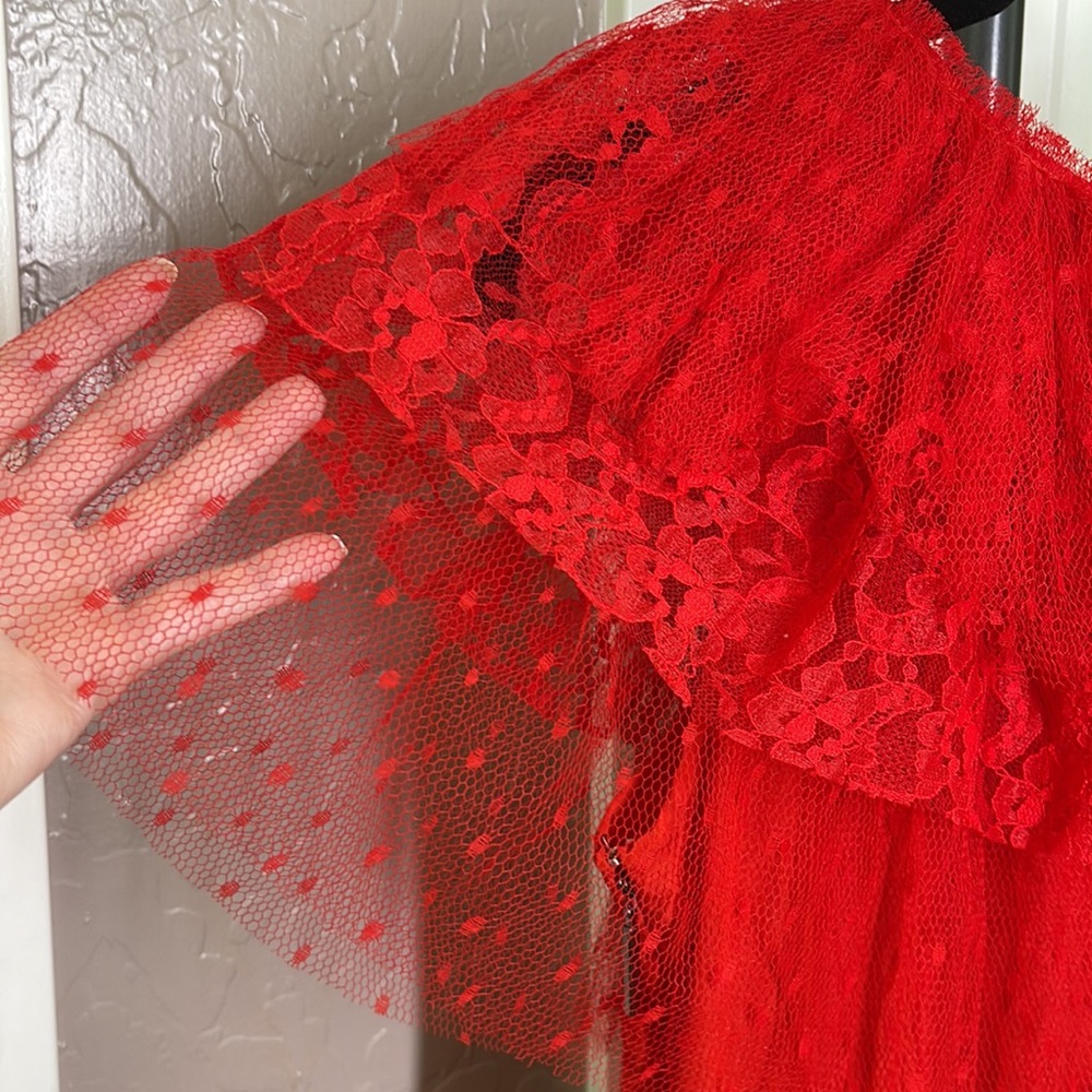 MSGM Layered Tulle Mini Dress Red Size 42/8 - Picture 7 of 15